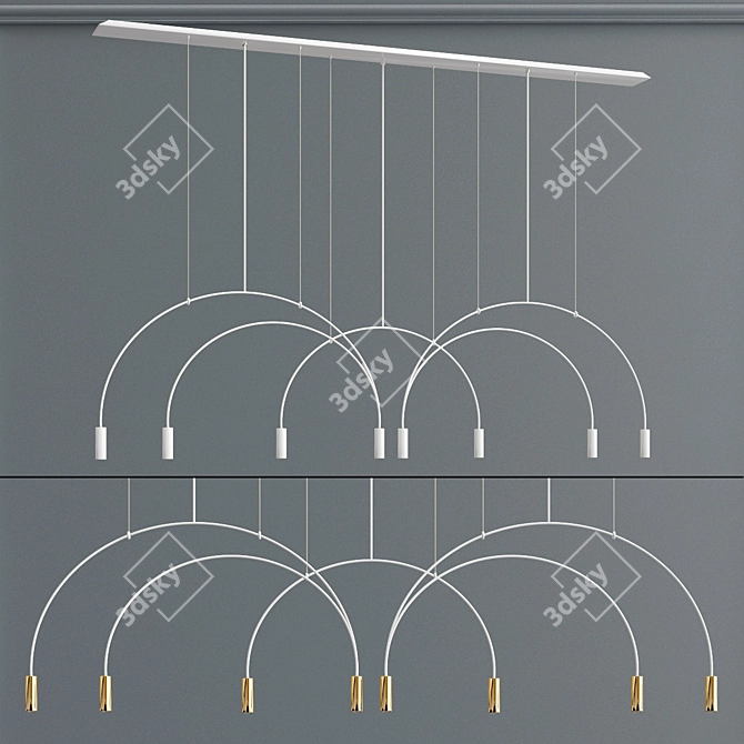 Sleek Aluminum LED Pendant 3D model image 2