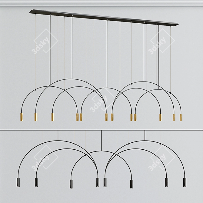 Sleek Aluminum LED Pendant 3D model image 3