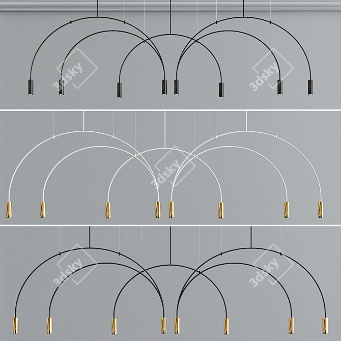 Sleek Aluminum LED Pendant 3D model image 4