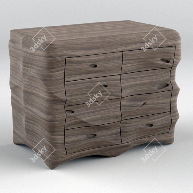 Wave Modern Chest Drawers 3D model image 7