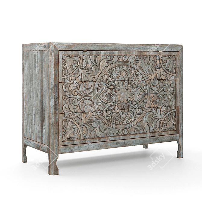 Lockhart Three-Drawer Chest: Rustic Elegance for Your Home 3D model image 6