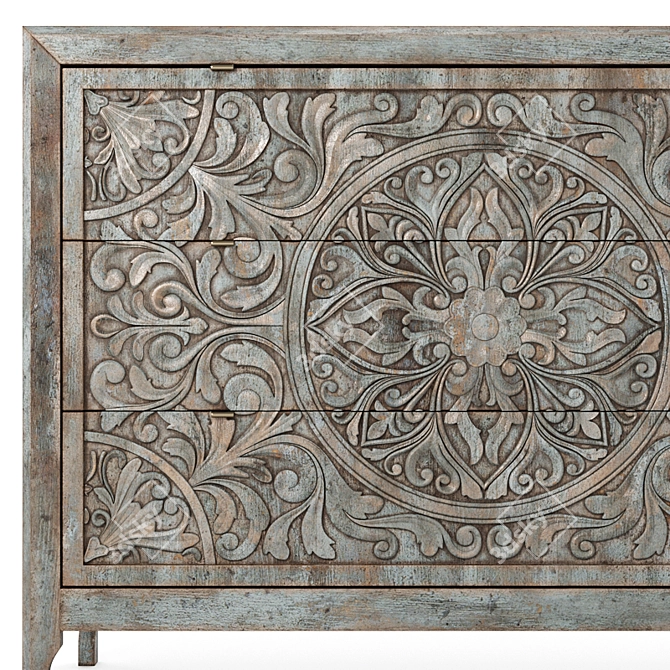 Lockhart Three-Drawer Chest: Rustic Elegance for Your Home 3D model image 9