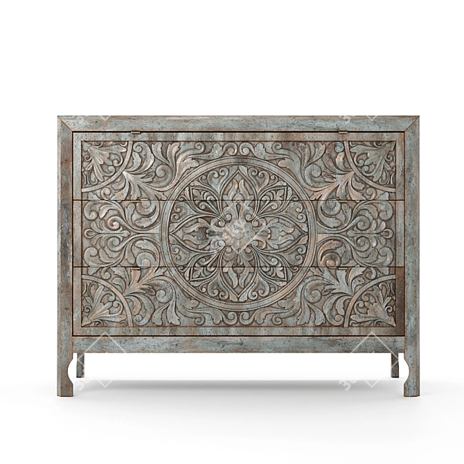 Lockhart Three-Drawer Chest: Rustic Elegance for Your Home 3D model image 16