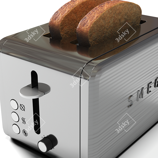 Modern Stainless Steel Toaster 3D model image 2