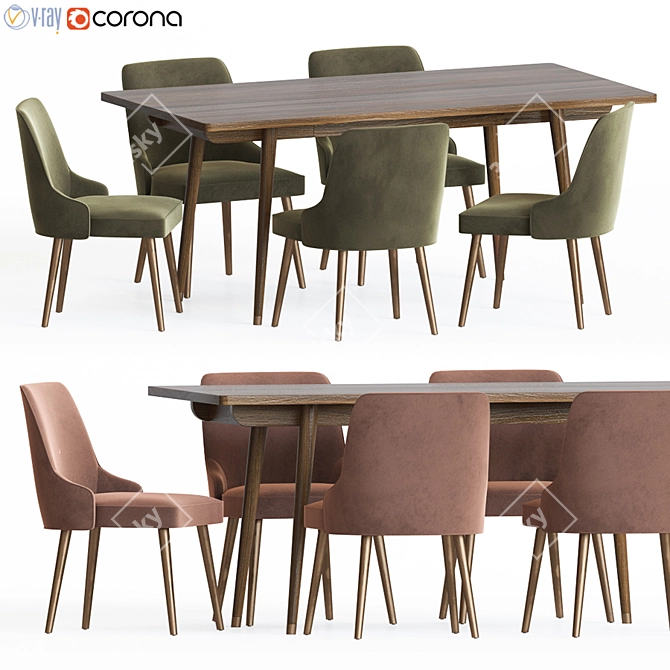 Larsson Dining Set: 180x90 Table + Andover Side Chairs 3D model image 1