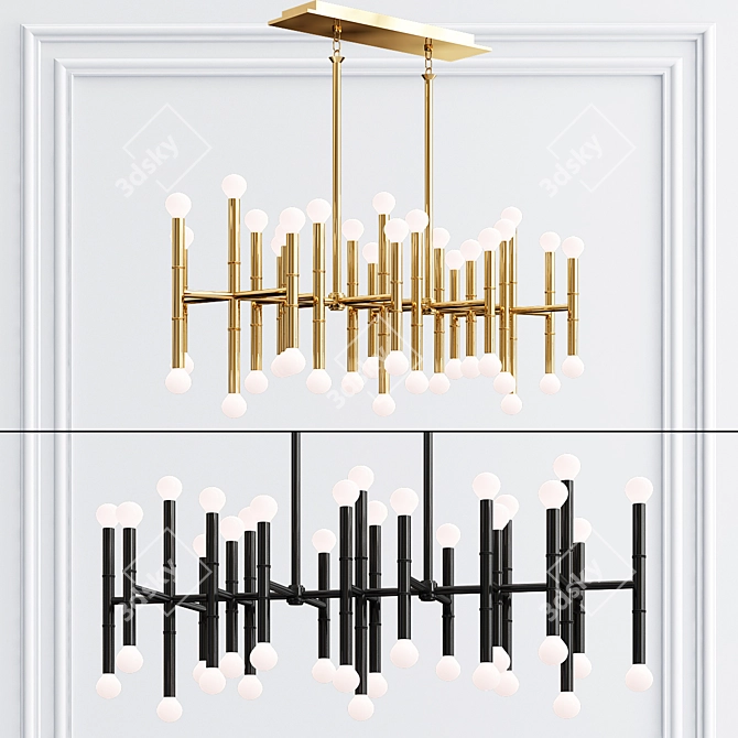 Glamorous Meurice 42-Light Linear Chandelier 3D model image 1