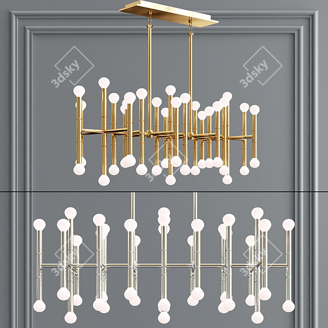 Glamorous Meurice 42-Light Linear Chandelier 3D model image 2