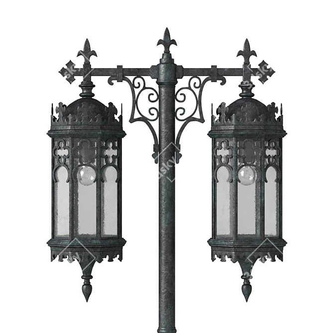 Elegant Forged Street Lamp 3D model image 2
