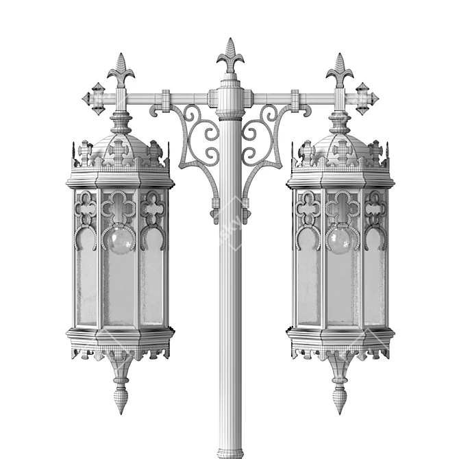 Elegant Forged Street Lamp 3D model image 3