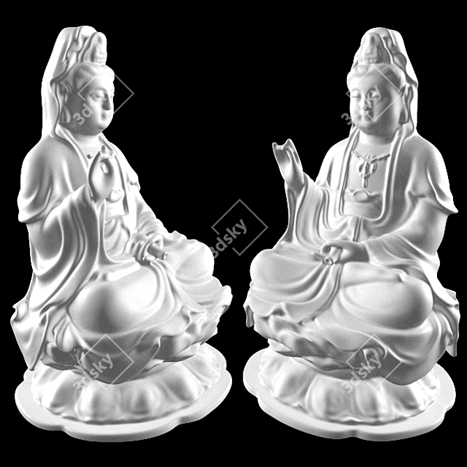 Divine Serenity: Avalokitesvara Statue 3D model image 3