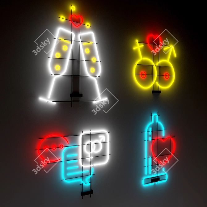Neon 6 - Modern Light Fixture 3D model image 2