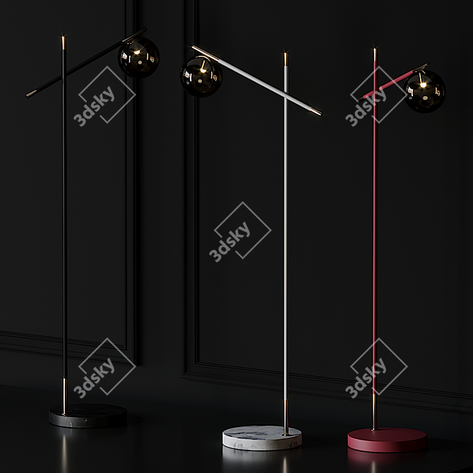 Elegant GRACE N°2 Floor Lamp 3D model image 1