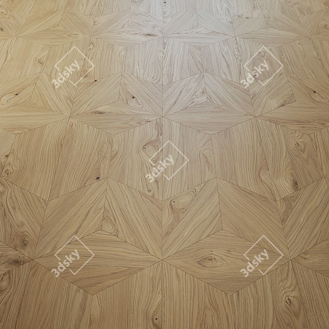 Hexagon Oak Parquet Knot Flooring 3D model image 2