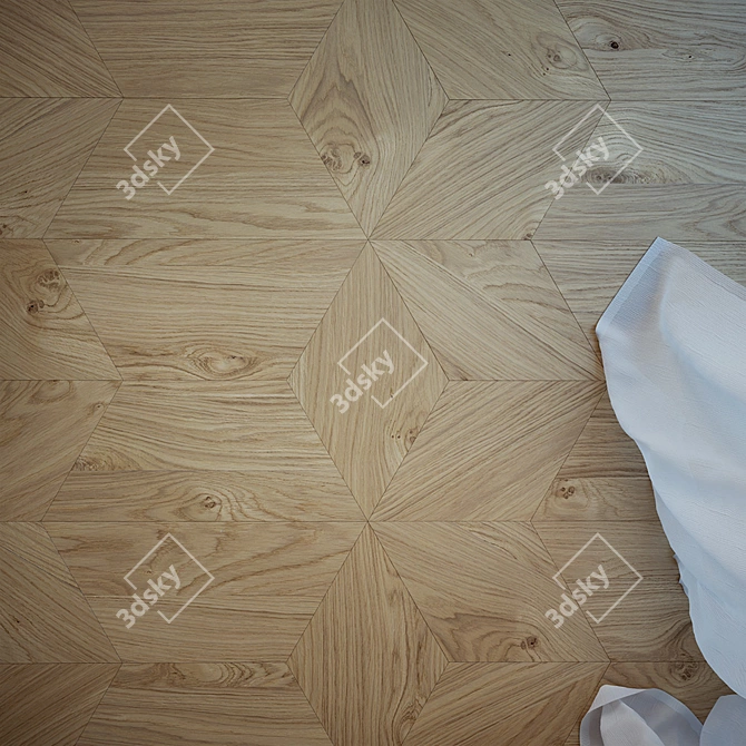 Hexagon Oak Parquet Knot Flooring 3D model image 3