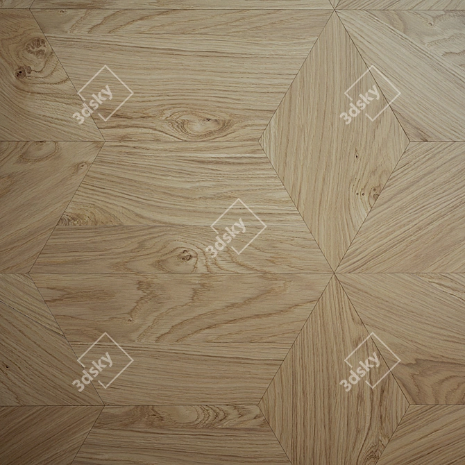 Hexagon Oak Parquet Knot Flooring 3D model image 4