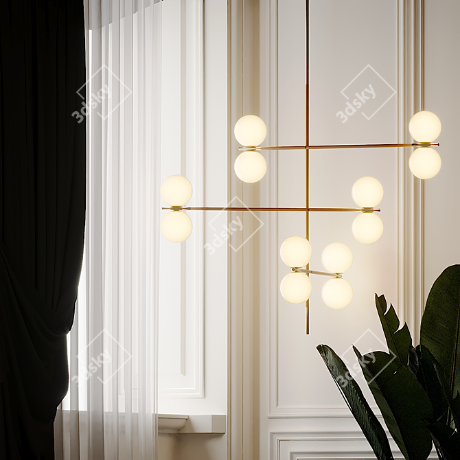 Elegant Blown Glass Pendant: GRACE N°2 3D model image 4