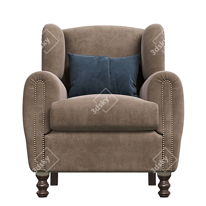 Sleek Mohair Cinema Armchair 3D model image 3