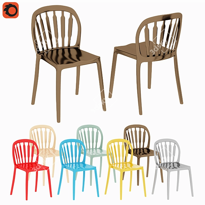 Sculpted Fabric Metal Side Chair 3D model image 1