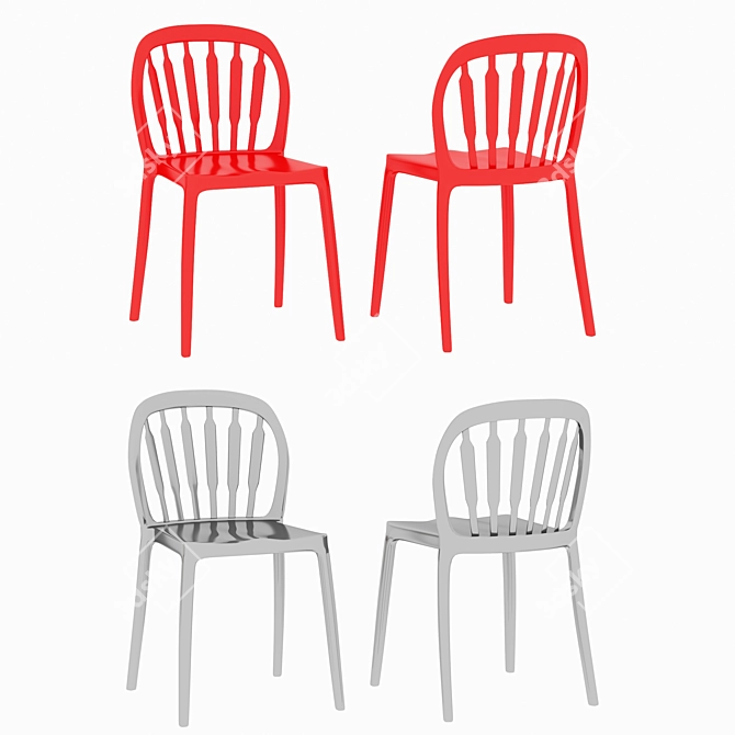 Sculpted Fabric Metal Side Chair 3D model image 2