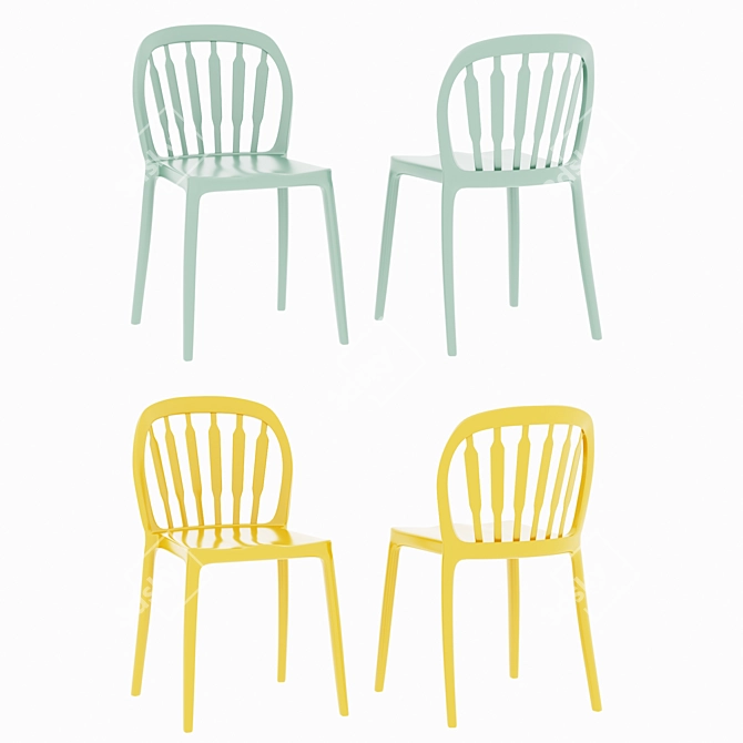 Sculpted Fabric Metal Side Chair 3D model image 3