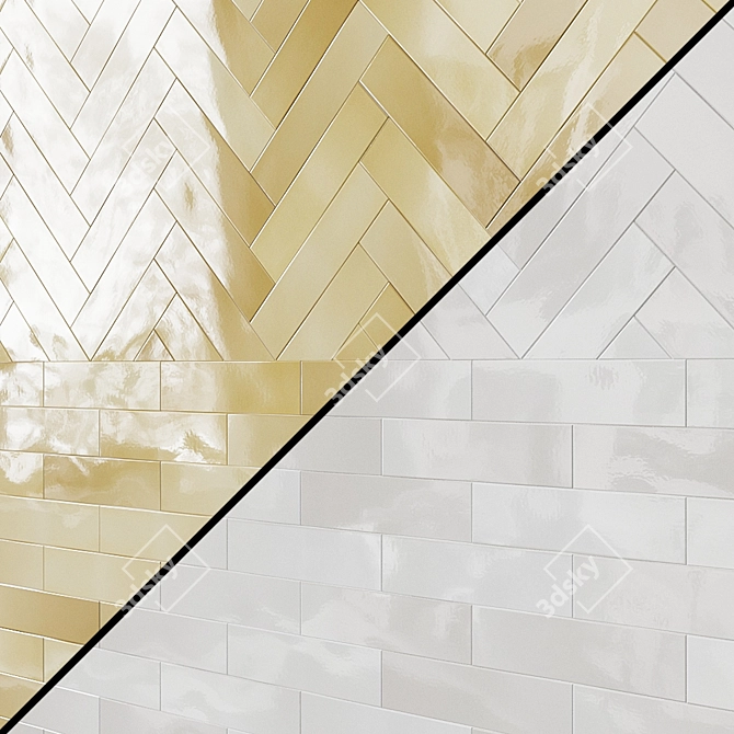 Crackle Ceramic Wall Tile: White, Bone, Caramel, Aspen, Smokey Blue, Ocean Blue, Mustard, Esmerald 3D model image 4