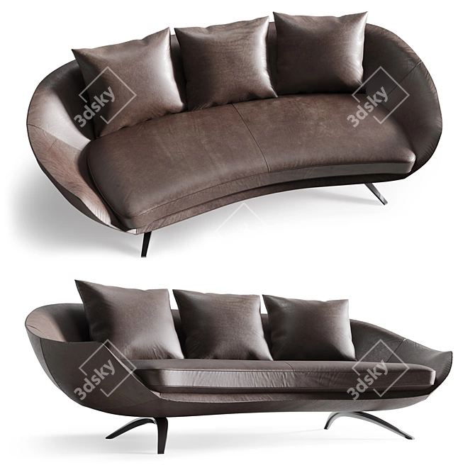 Avi Sofa: Luxurious and Curved Seating for Ultimate Comfort 3D model image 2