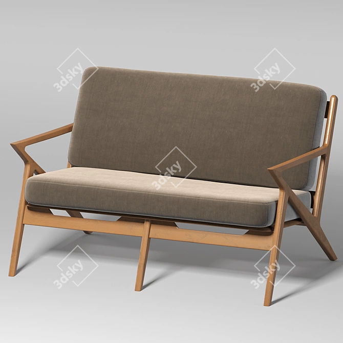 Luxury Velvet Love Seat: Modern Design 3D model image 6