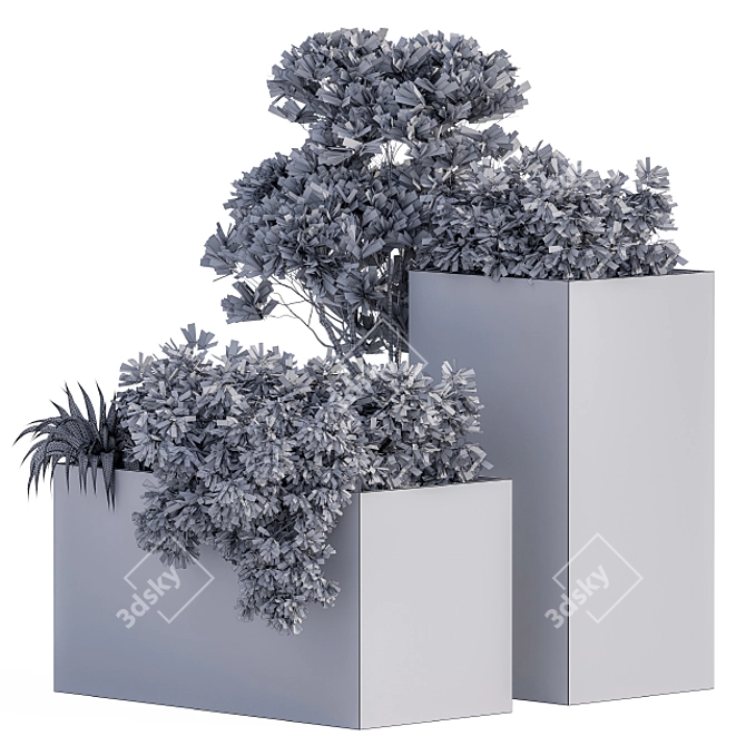 Concrete Outdoor Plants Box 3D model image 5