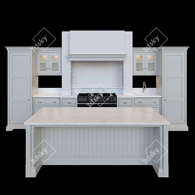 Open Gray Kitchen: Modern & Spacious 3D model image 1