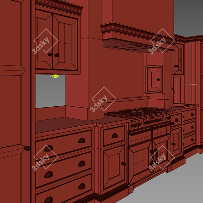 Open Gray Kitchen: Modern & Spacious 3D model image 5