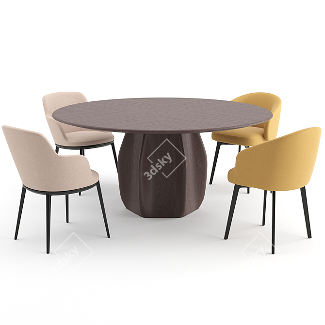  Italian Dining Set - Asterias Table with Bea and Caratos Chairs 3D model image 1