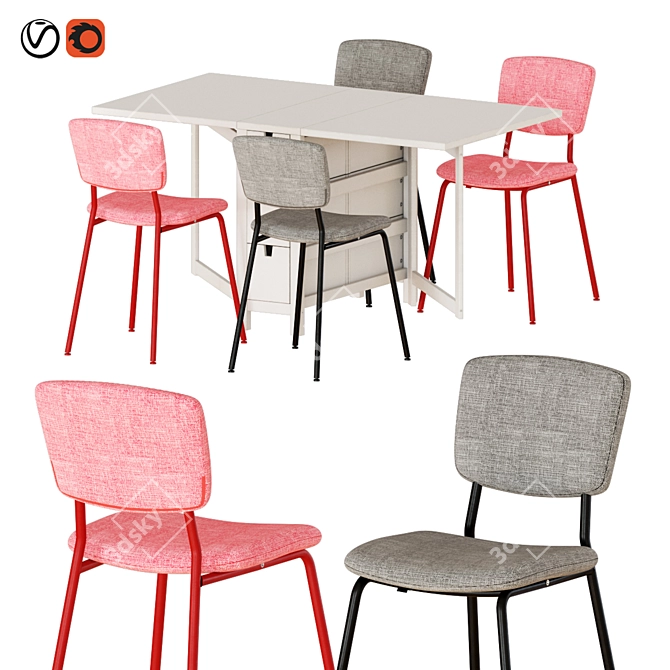 Sleek NORDEN Table & KARLJAN Chairs 3D model image 1