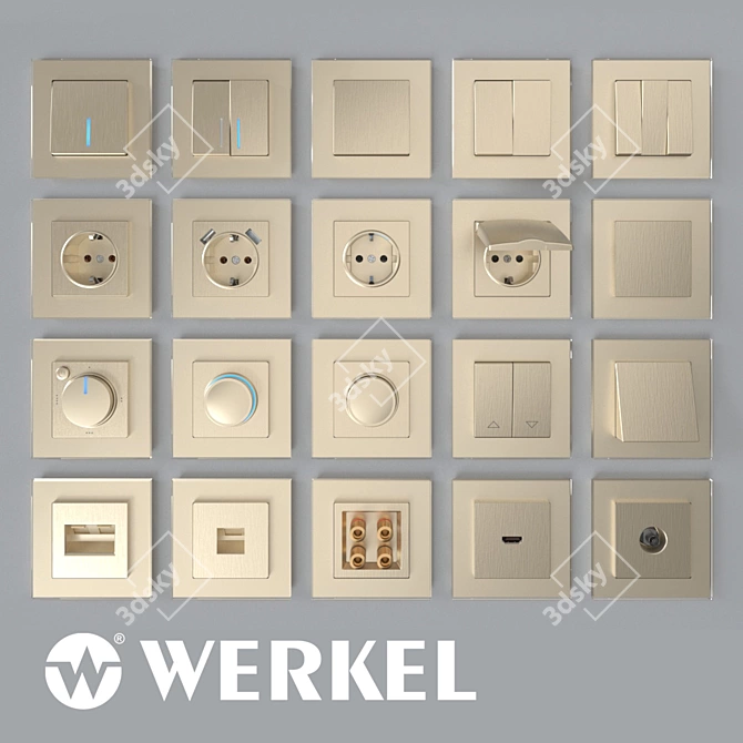 Product Title: Werkel Champagne Corrugated Sockets & Switches 3D model image 1