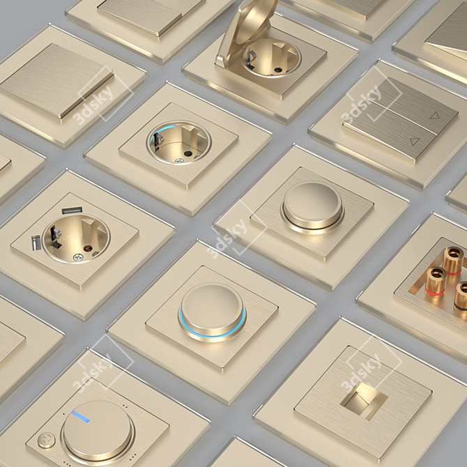 Product Title: Werkel Champagne Corrugated Sockets & Switches 3D model image 2