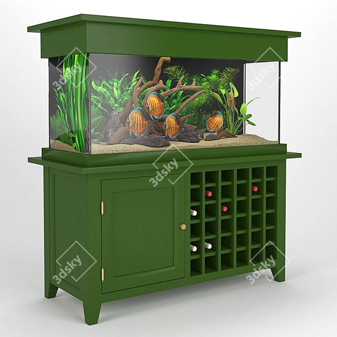 Title: Rustic Aquarium Bar 3D model image 2