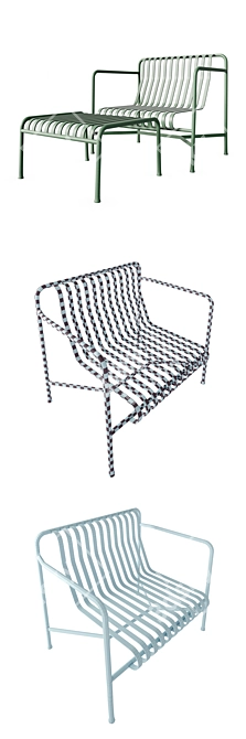 Palissade Lounge Chair Low with Ottoman 3D model image 4