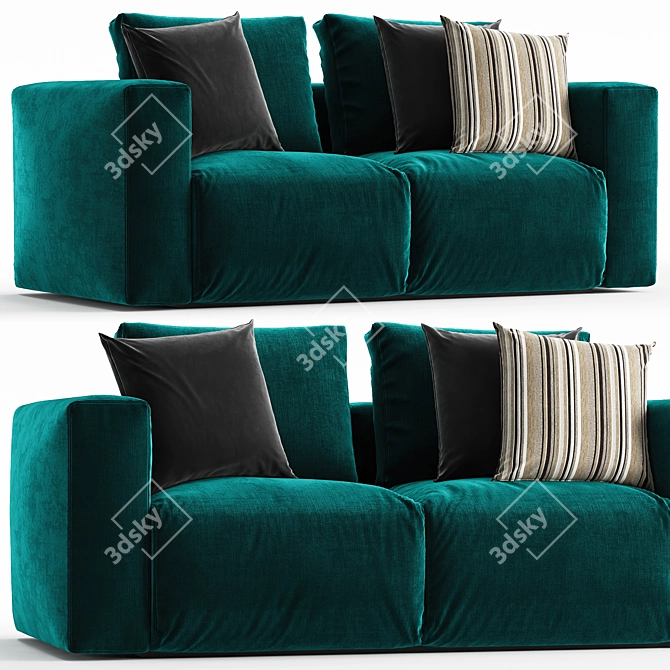 Zanotta Gamma 2-Seater Sofa: Sleek and Comfortable 3D model image 1