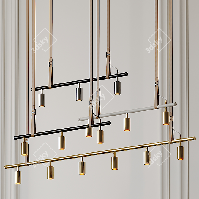 Sleek Brass Pendant: Long John 3D model image 1