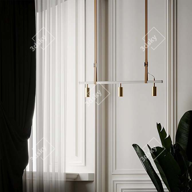 Sleek Brass Pendant: Long John 3D model image 4