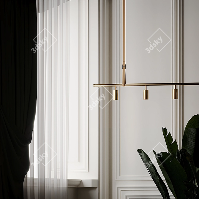 Sleek Brass Pendant: Long John 3D model image 5