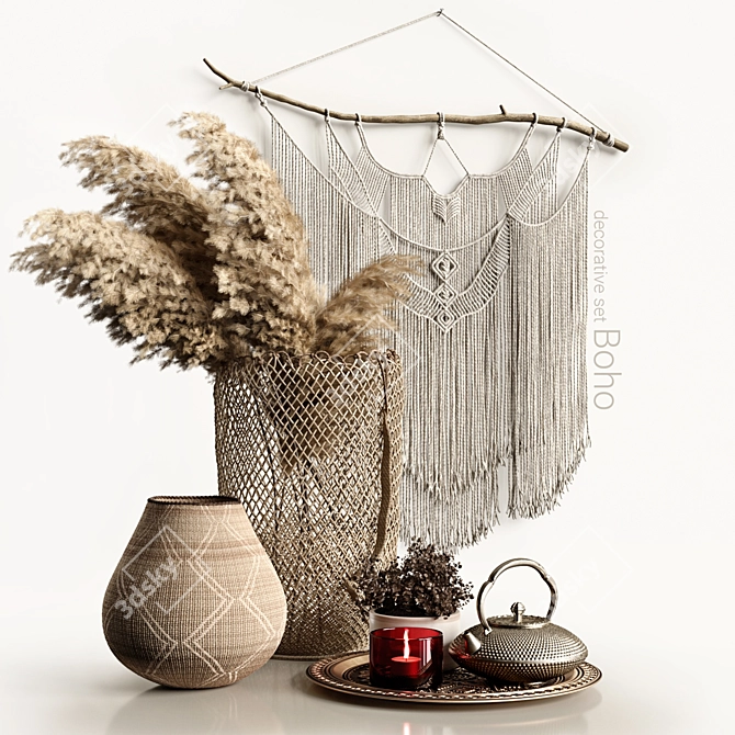 Boho Chic Decor Set 3D model image 1