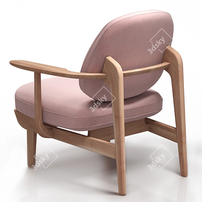 Elegant Oak Lounge Chair 3D model image 8