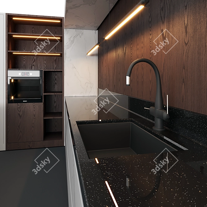 3D Kitchen Design with Textures 3D model image 2