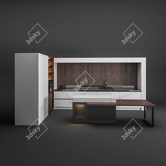 3D Kitchen Design with Textures 3D model image 6