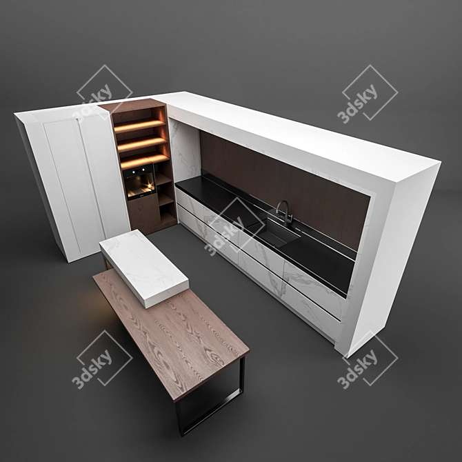 3D Kitchen Design with Textures 3D model image 8