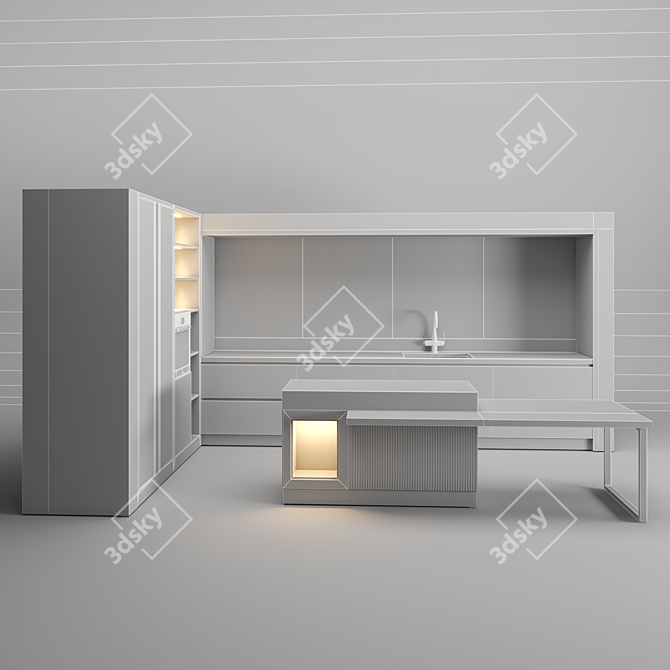 3D Kitchen Design with Textures 3D model image 10