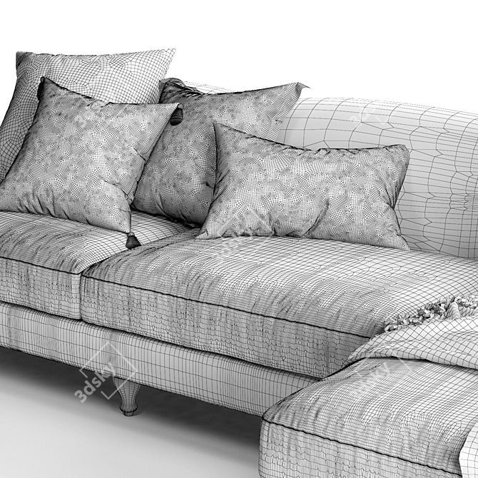 Elegant Rose Fabric Sofa Chaise 3D model image 5