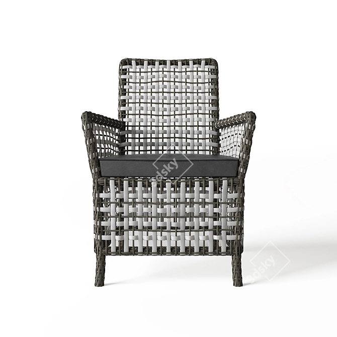 Elegant Ajour Rattan Chair 3D model image 2