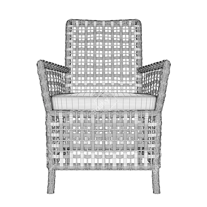 Elegant Ajour Rattan Chair 3D model image 8