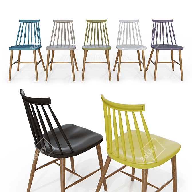 Modern Spindle Dining Chair 3D model image 2